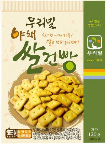 (주)우리밀, 우리밀 야채 쌀건빵 120g (1박스 30개)